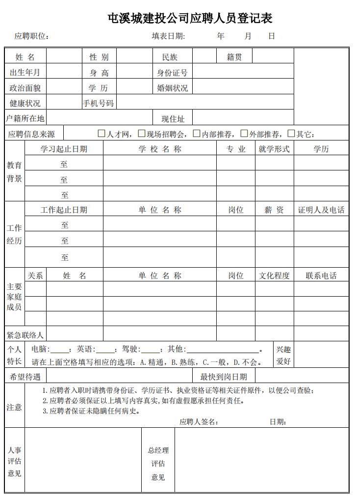 黃山市屯溪城市建設投資有限責任公司招聘信息